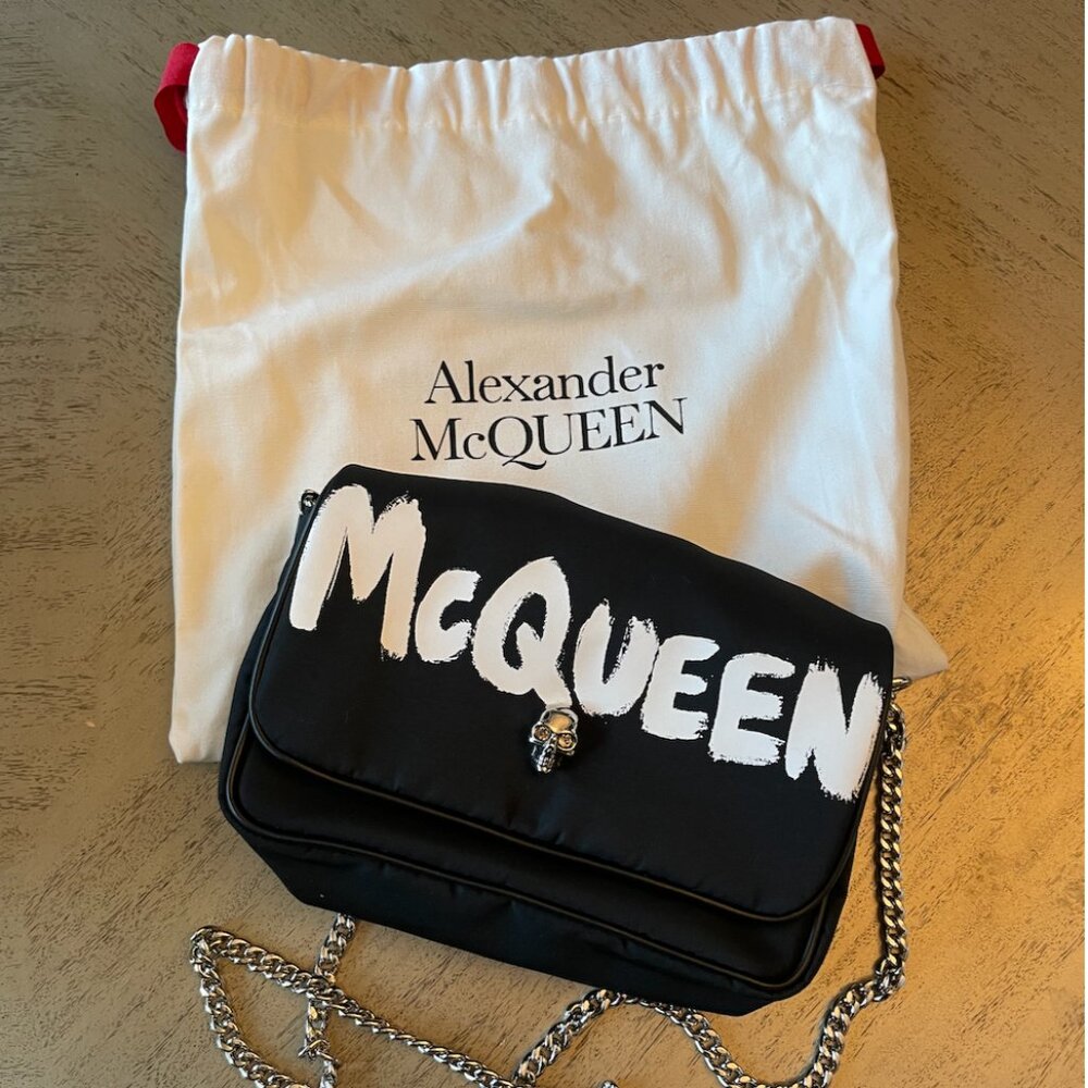 Alexander McQueen Graffitti Black Shoulder Bag (Original)